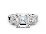 White gold Three-Stone Asscher Cut Solitaire Ring with Prong Setting_3