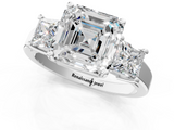White gold Three-Stone Asscher Cut Solitaire Ring with Prong Setting_4