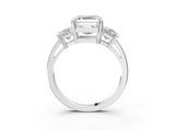 White gold Three-Stone Asscher Cut Solitaire Ring with Prong Setting_6
