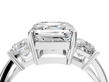 White gold Three-Stone Asscher Cut Solitaire Ring with Prong Setting_7