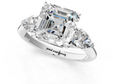 White gold Three-Stone Asscher Diamond Ring with Pear Side Stones in Four-Prong Setting_30