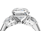 White gold Three-Stone Asscher Diamond Ring with Pear Side Stones in Four-Prong Setting_32