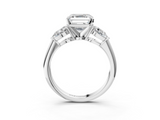 White gold Three-Stone Asscher Diamond Ring with Pear Side Stones in Four-Prong Setting_32