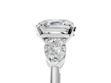 White gold Three-Stone Asscher Diamond Ring with Pear Side Stones in Four-Prong Setting_34
