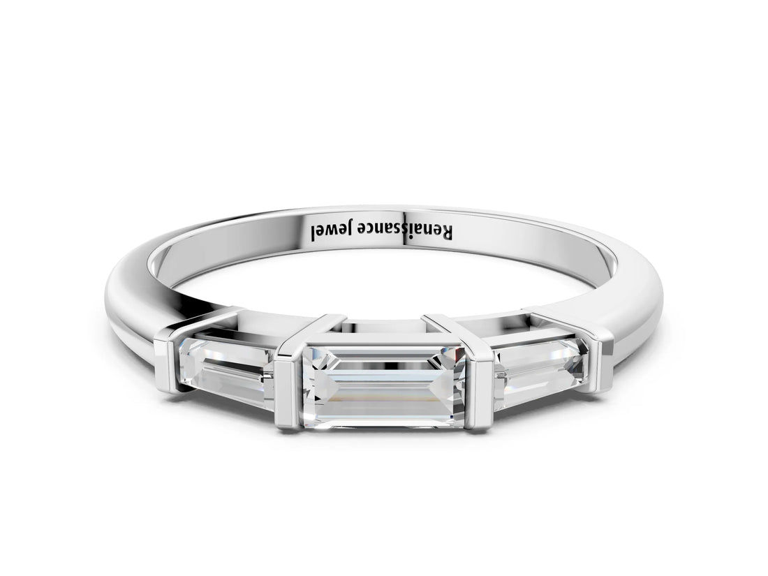 White gold Three-Stone Baguette Cut Channel Set Diamond Band_12