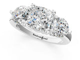 White gold Three-Stone Cushion Brilliant Cut Solitaire Ring with Prong Setting on a Classic Band 1