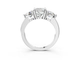 White gold Three-Stone Cushion Brilliant Cut Solitaire Ring with Prong Setting on a Classic Band 3