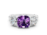 White gold Three-Stone Cushion Cut Amethyst Braided Band Ring with Four-Prong Setting_12