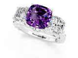 White gold Three-Stone Cushion Cut Amethyst Braided Band Ring with Four-Prong Setting_13