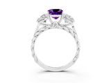 White gold Three-Stone Cushion Cut Amethyst Braided Band Ring with Four-Prong Setting_15