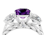 White gold Three-Stone Cushion Cut Amethyst Braided Band Ring with Four-Prong Setting_16
