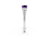 White gold Three-Stone Cushion Cut Amethyst Pavé Band with Four-Prong Setting_2