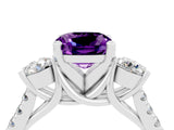 White gold Three-Stone Cushion Cut Amethyst Pavé Band with Four-Prong Setting_4