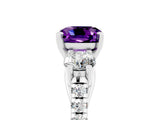 White gold Three-Stone Cushion Cut Amethyst Pavé Band with Four-Prong Setting_5