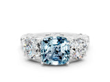 White gold Three-Stone Cushion Cut Aquamarine Braided Band Ring with Four-Prong Setting_48