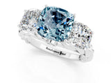 White gold Three-Stone Cushion Cut Aquamarine Braided Band Ring with Four-Prong Setting_49