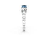 White gold Three-Stone Cushion Cut Aquamarine Braided Band Ring with Four-Prong Setting_50