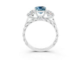 White gold Three-Stone Cushion Cut Aquamarine Braided Band Ring with Four-Prong Setting_51