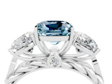 White gold Three-Stone Cushion Cut Aquamarine Braided Band Ring with Four-Prong Setting_52
