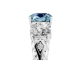 White gold Three-Stone Cushion Cut Aquamarine Braided Band Ring with Four-Prong Setting_53