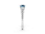 White gold Three-Stone Cushion Cut Aquamarine Pavé Band with Four-Prong Setting_2