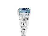 White gold Three-Stone Cushion Cut Aquamarine Pavé Band with Four-Prong Setting_5