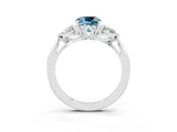White gold Three-Stone Cushion Cut Aquamarine Ring with Pear  Side Stones in Four-Prong Setting_51