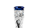 White gold Three-Stone Cushion Cut Blue Sapphire Braided Band Ring with Four-Prong Setting_17