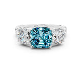 White gold Three-Stone Cushion Cut Blue Topaz Braided Band Ring with Four-Prong Setting_48