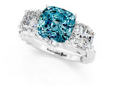 White gold Three-Stone Cushion Cut Blue Topaz Braided Band Ring with Four-Prong Setting_49
