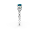 White gold Three-Stone Cushion Cut Blue Topaz Braided Band Ring with Four-Prong Setting_50