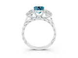 White gold Three-Stone Cushion Cut Blue Topaz Braided Band Ring with Four-Prong Setting_51