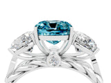 White gold Three-Stone Cushion Cut Blue Topaz Braided Band Ring with Four-Prong Setting_52