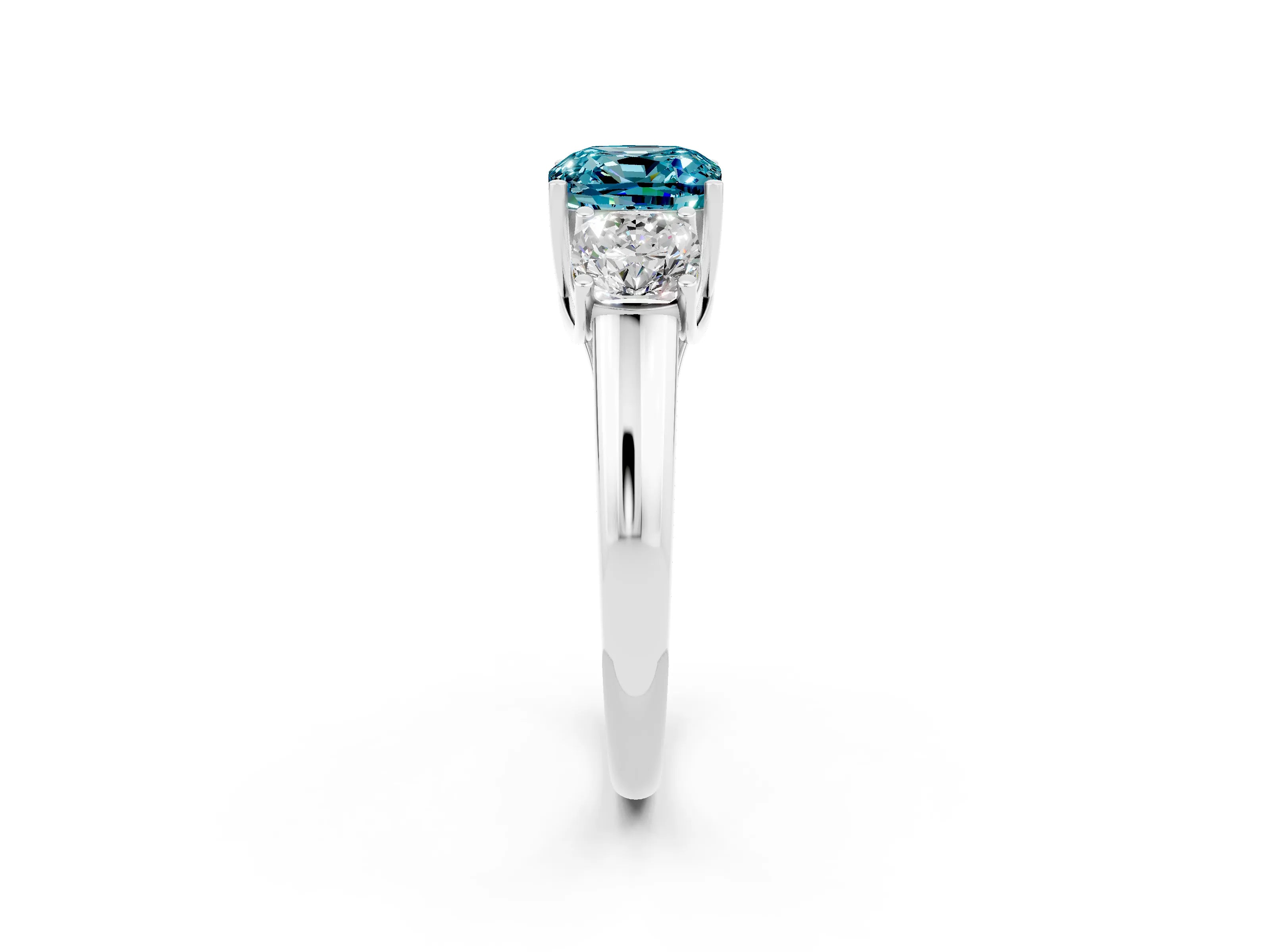 White gold Three-Stone Cushion Cut Blue Topaz Engagement Ring with Prong Setting_2