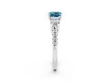 White gold Three-Stone Cushion Cut Blue Topaz Pavé Band with Four-Prong Setting_2