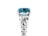 White gold Three-Stone Cushion Cut Blue Topaz Pavé Band with Four-Prong Setting_5