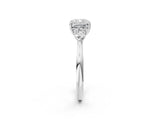 White gold Three-Stone Cushion Cut Brilliant Diamond Solitaire Ring with Tapered Band and Four-Prong Setting_15