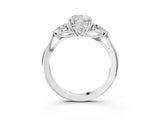 White gold Three-Stone Cushion Cut Brilliant Diamond Solitaire Ring with Tapered Band and Four-Prong Setting_16