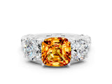 White gold Three-Stone Cushion Cut Citrine Braided Band Ring with Four-Prong Setting_12