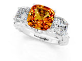 White gold Three-Stone Cushion Cut Citrine Braided Band Ring with Four-Prong Setting_13
