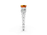 White gold Three-Stone Cushion Cut Citrine Braided Band Ring with Four-Prong Setting_14