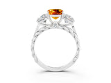 White gold Three-Stone Cushion Cut Citrine Braided Band Ring with Four-Prong Setting_15
