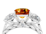 White gold Three-Stone Cushion Cut Citrine Braided Band Ring with Four-Prong Setting_16