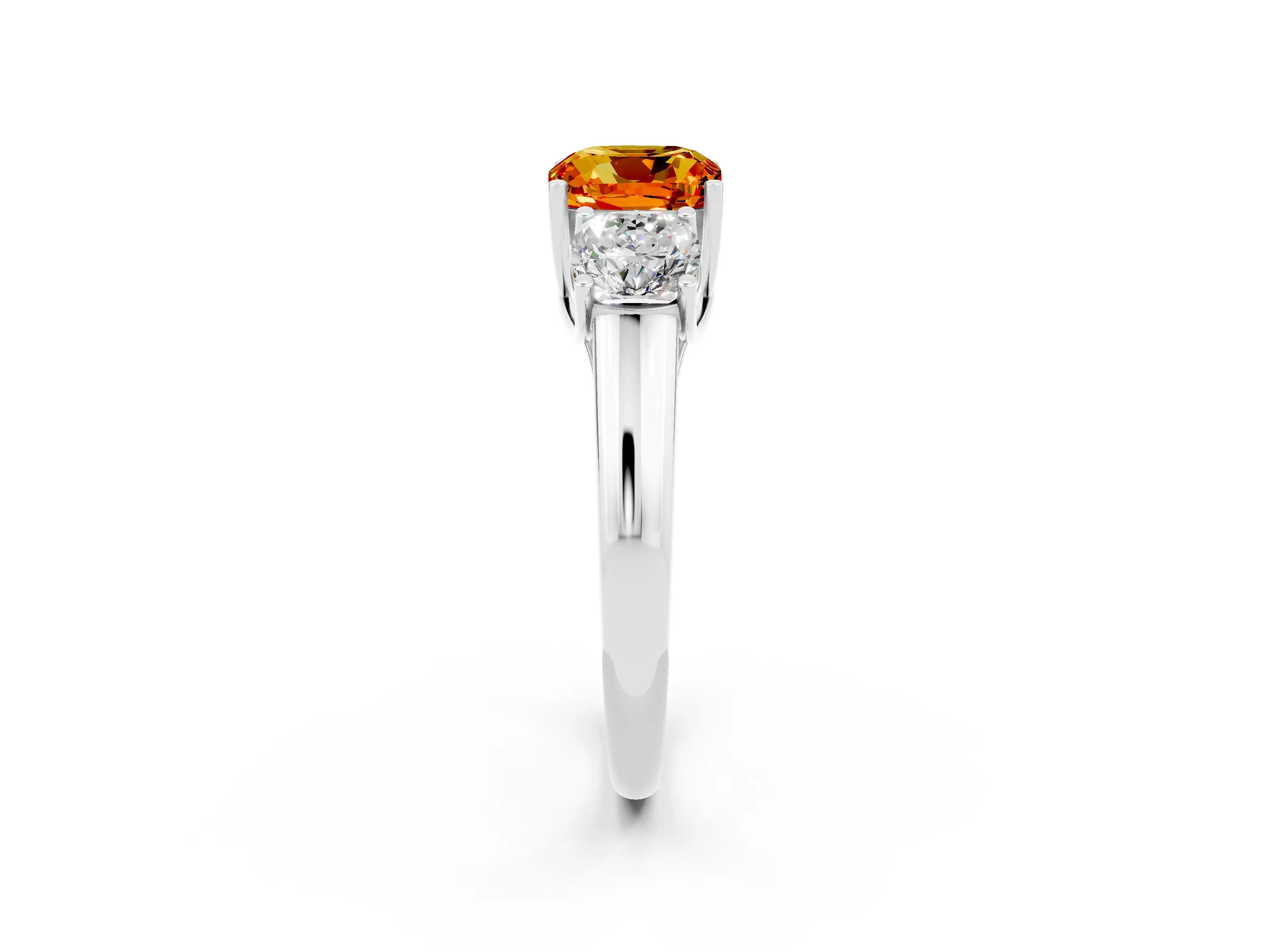 White gold Three-Stone Cushion Cut Citrine Engagement Ring with Prong Setting_2