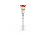 White gold Three-Stone Cushion Cut Citrine Pavé Band with Four-Prong Setting_2