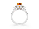 White gold Three-Stone Cushion Cut Citrine Pavé Band with Four-Prong Setting_3