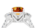 White gold Three-Stone Cushion Cut Citrine Pavé Band with Four-Prong Setting_4