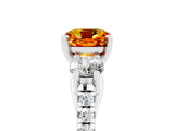 White gold Three-Stone Cushion Cut Citrine Pavé Band with Four-Prong Setting_5