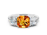 White gold Three-Stone Cushion Cut Citrine Ring with Pavé Band and Prong Setting_12
