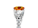 White gold Three-Stone Cushion Cut Citrine Ring with Pavé Band and Prong Setting_17